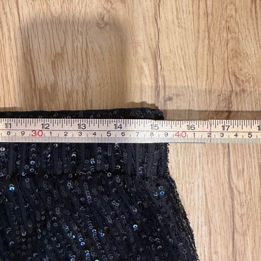 LOFT Womens Black Sequin Jogger Pants Elastic Waist Size Medium Sparkly Holiday - Picture 8 of 8